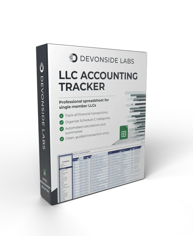 LLC Accounting Tracker — product packaging