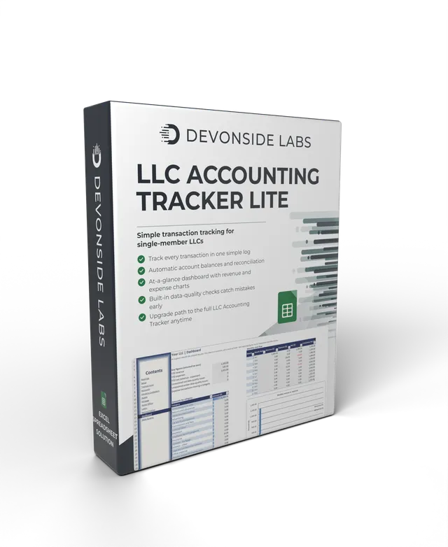 LLC Accounting Tracker Lite — product packaging